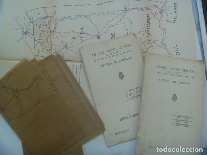 Military Antiques: SERVICIO EN CAMPA&Ntilde;A , REGLAMENTO DE LOS SERVICIOS DE RETAGUARDIA, 1925. GRAFICOS Y SUPERPUESTOS