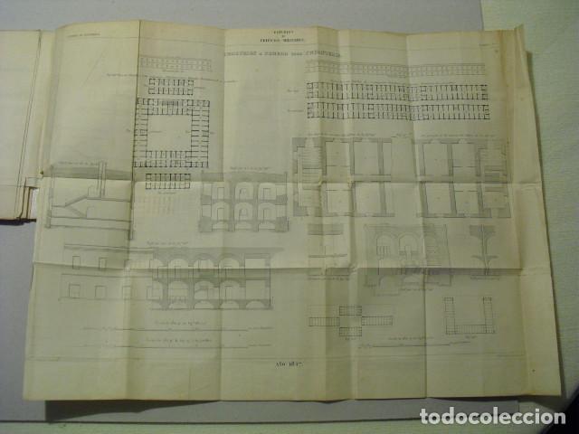 Militaria: 1847 ESTUDIOS DE EDIFICIOS MILITARES PRIMERA PARTE (CUARTELES) CON 8 GRANDES LAMINAS DESPLEGABLES