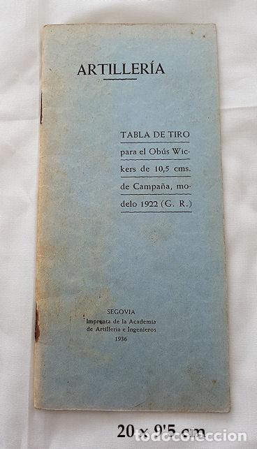 Militaria: ARTILLERIA TABLA DE TIRO OBUS WICKERS SEGOVIA 1936