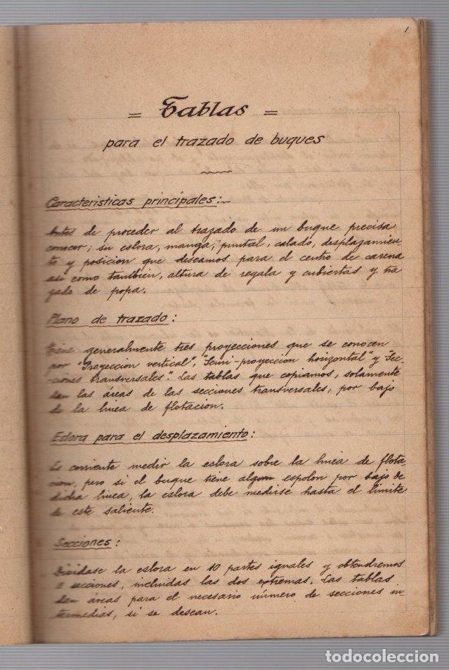 Militaria: CUADERNO MANUSCRITO CONSTRUCCION DE BUQUES. ARQUITECTURA NAVAL. ARSENAL MILITAR. C. 1910-1920