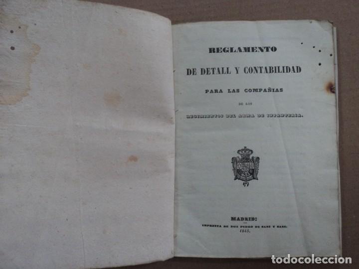 Militaria: reglamento de detalle y contabilidad para las comp. de los Regimientos del Arma ... a&ntilde;o 1845