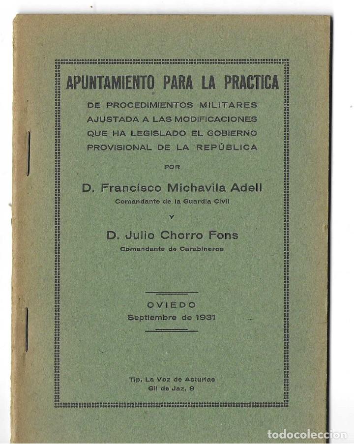 Militaria: Procedimientos militares ... Gobierno Provisional de la Rep&uacute;blica ... Oviedo 1931
