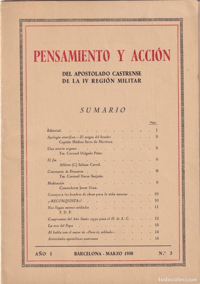 Militaria: Pensamiento y Acci&oacute;n - A&ntilde;o I Marzo 1950 N&ordm; 3 / Del Apostolado Castrense de la IV Regi&oacute;n Militar