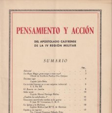 Militaria: PENSAMIENTO Y ACCIÓN - AÑO IV ENERO 1953 Nº 28 / DEL APOSTOLADO CASTRENSE DE LA IV REGIÓN MILITAR. Lote 379633069
