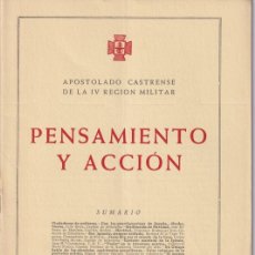 Militaria: PENSAMIENTO Y ACCIÓN - AÑO VI DICIEMBRE 1955 Nº 63 / APOSTOLADO CASTRENSE DE LA IV REGIÓN MILITAR. Lote 379718364
