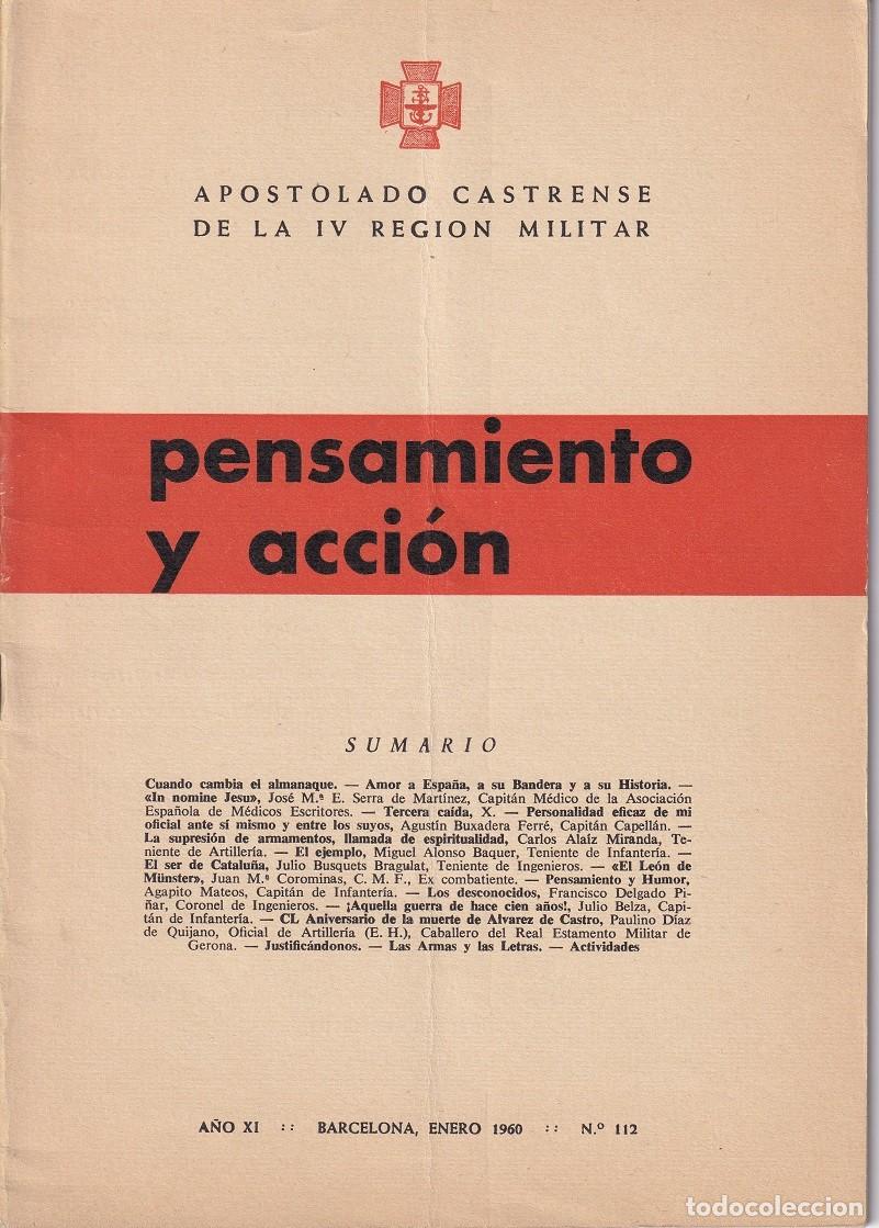 Militaria: Pensamiento y Acci&oacute;n - A&ntilde;o XI Enero 1960 N&ordm; 112 / Apostolado Castrense de la IV Regi&oacute;n Militar
