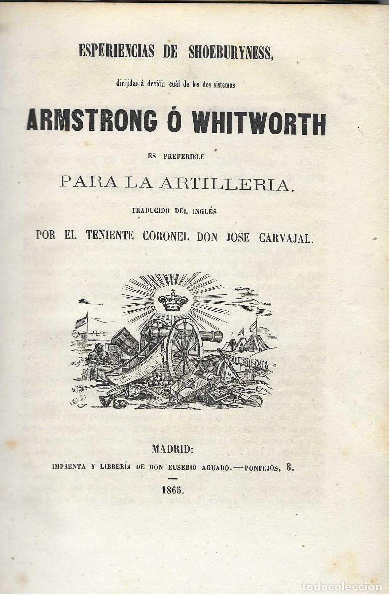 Militaria: Experiencias de Shoeburyness ... para la artiller&iacute;a. 1865