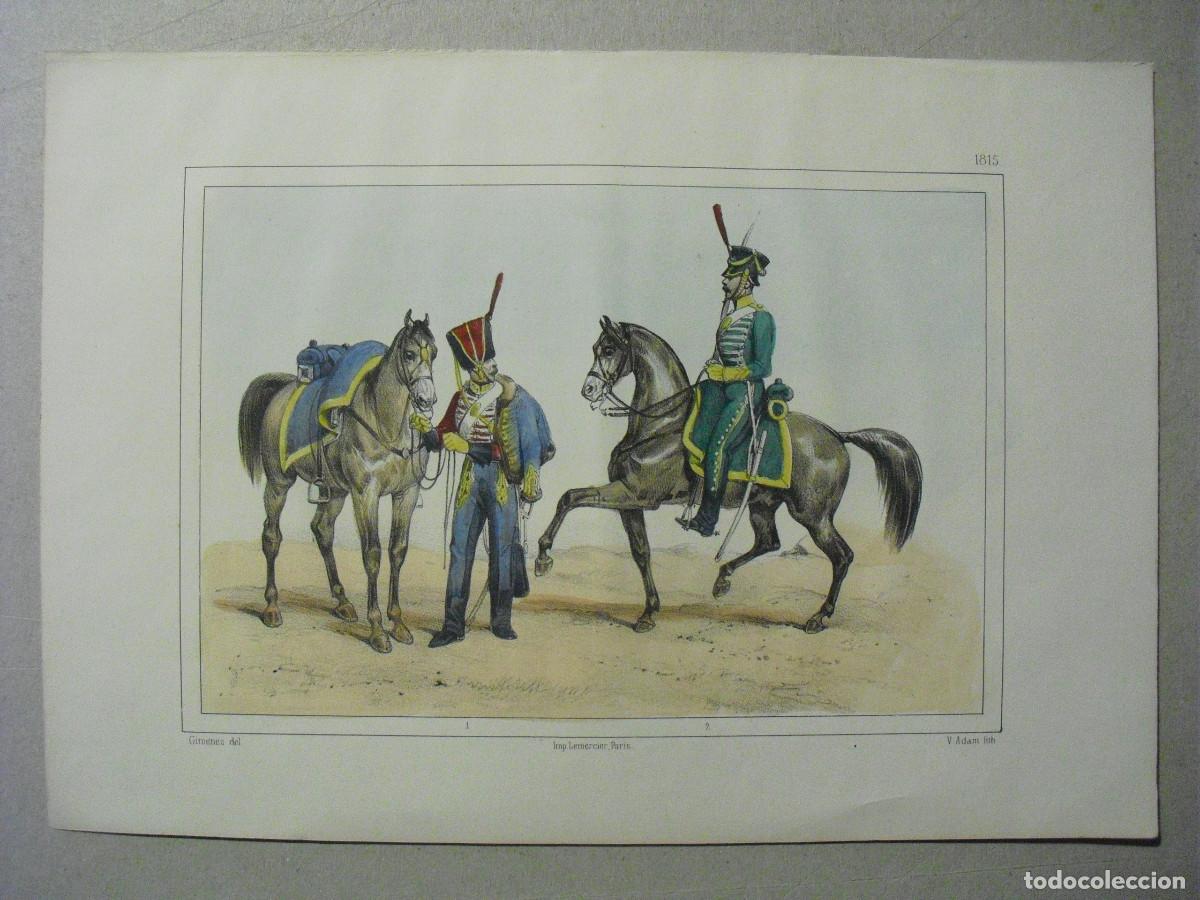 Military Antiques: 1853 CROMOLITOGRAFIA DE HUSAR Y CAZADOR EN 1815
