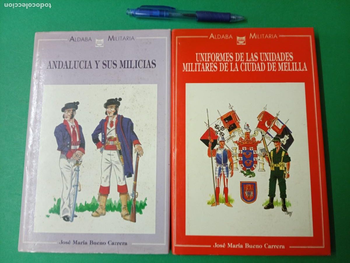 Militaria: Lote de 2 libros Aldaba-Militaria: Uniformes Unidades Militares Ciudad Melilla/ Andalucia Milicias.