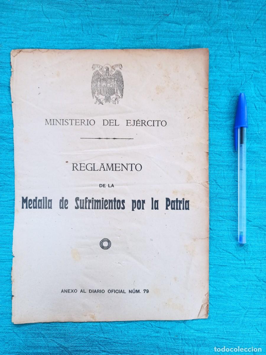 Military Antiques: Antiguo reglamento de la Medalla de Sufrimientos por la Patria. Ministerio del ejercito.