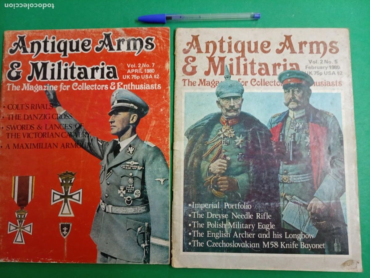 Military Antiques: Lote de 2 antiguas revistas Antique Arms y Militaria. Vol, 2 N&ordm; 5 y 7. 1980.