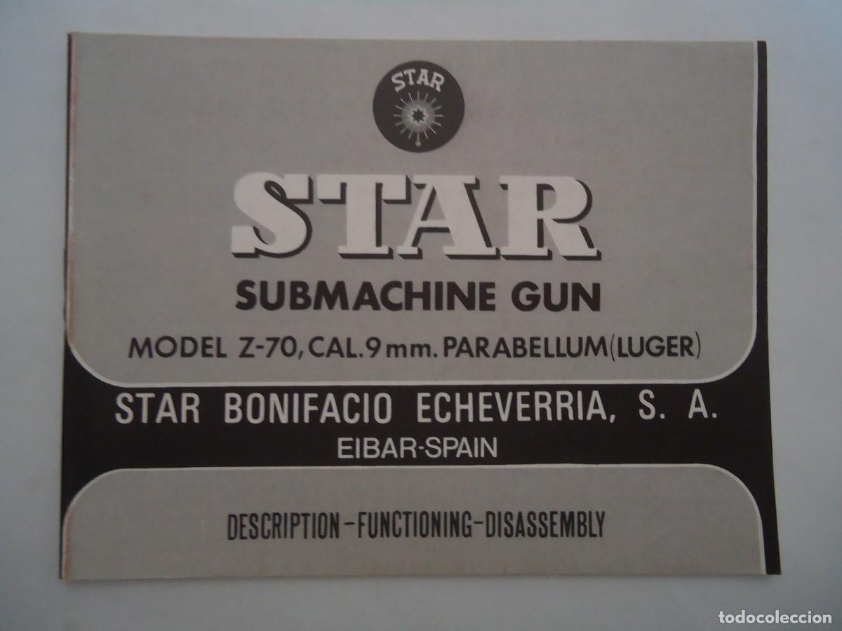 Militaria: CATALOGO DEL SUBFUSIL AMETRALLADOR STAR MODELO Z-70 B EN CALIBRE 9mm. PARABELUM.EN INGLES. PP-8