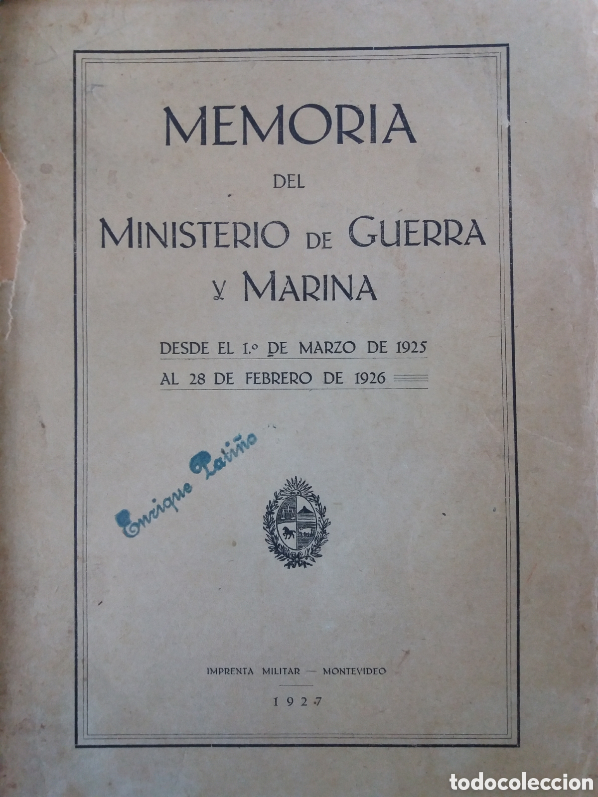Militaria: MEMORIA MINISTERIO GUERRA MARINA CON REGLAMENTO UNIFORMES Y CEREMONIAL MARITIMO ARMADA URUGUAY 1925