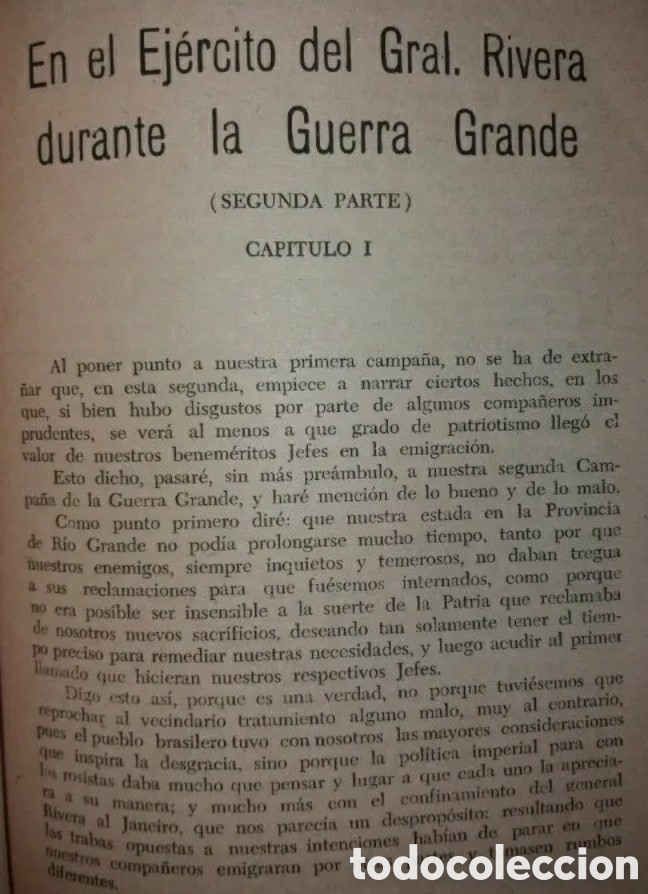 Militaria: Guerra Grande en el ejercito del general RIVERA Memorias Dairault Tomo 2