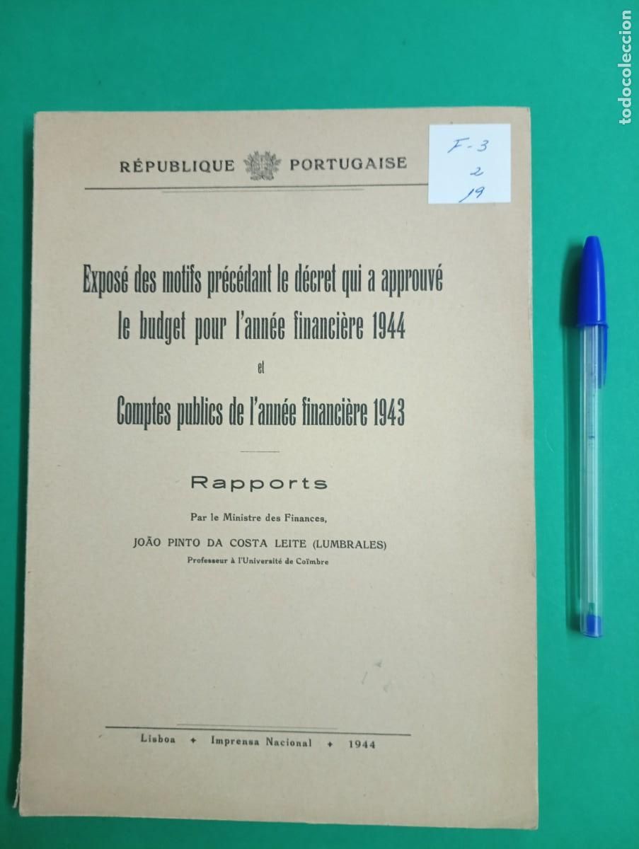Militaria: Antiguo libro de Portugal. Cuentas P&uacute;blicas, Ejercicio 1943. Lisboa 1944. II Guerra Mundial