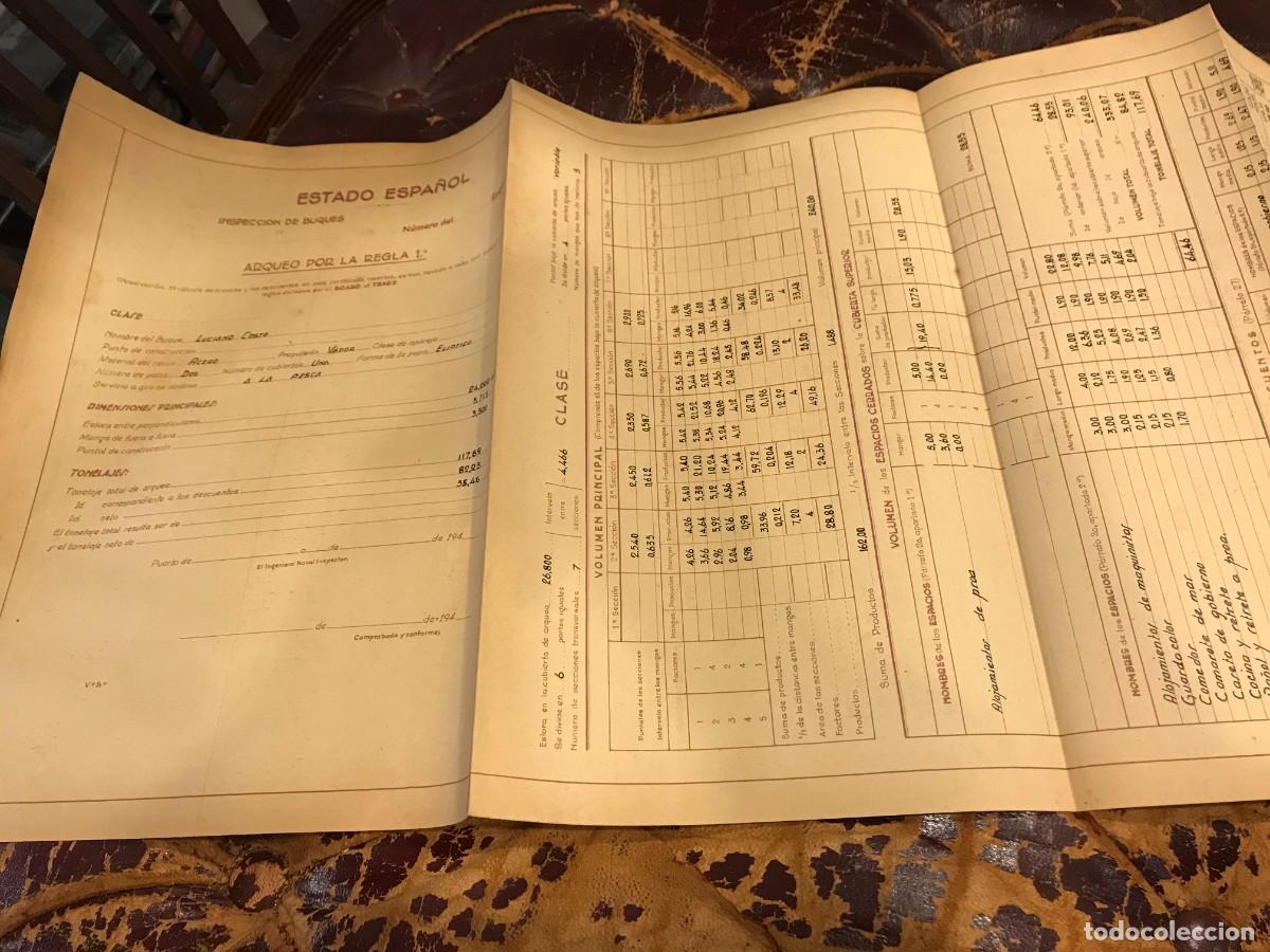Militaria: ESTADO ESPA&Ntilde;OL. INSPECCI&Oacute;N DE BUQUES. ARQUEO POR LA REGLA 1&ordf;. BUQUE LUCIANO COSTE. 194?