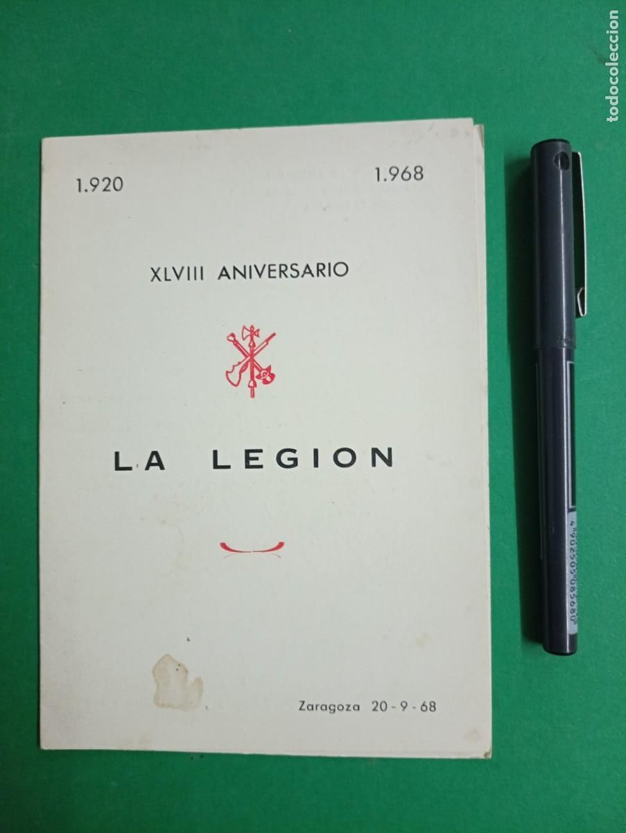 Militaria: Antiguo documento del XLVIII Aniversario LA LEGION 1920 - 1968. Hermandad Caballeros Legionarios.