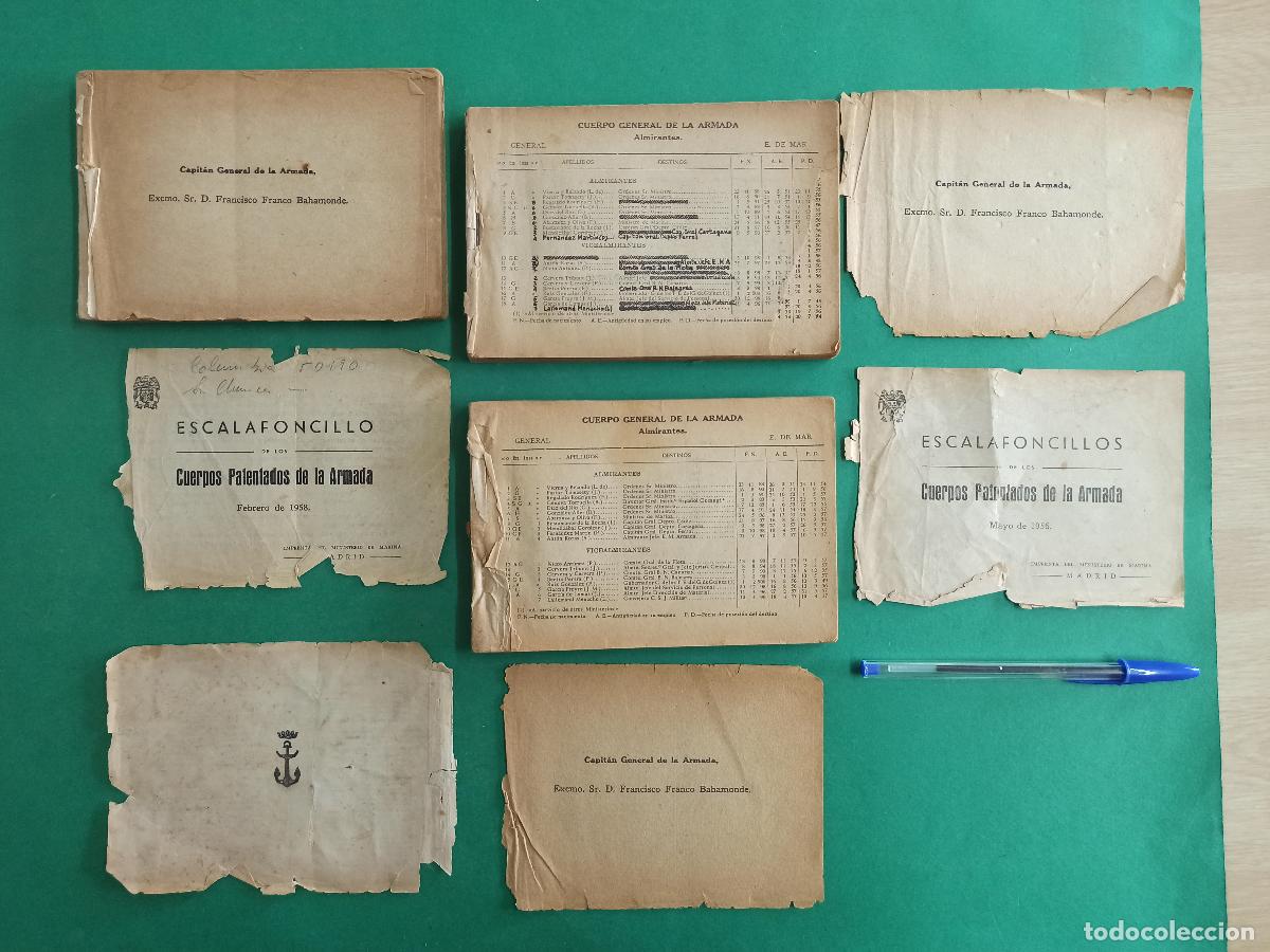 Militaria: Lote de 3 Escalafoncillo de los Cuerpos Patentados de la Armada. A&ntilde;os 50. Los 3 distintos.