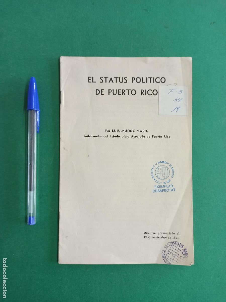 Militaria: Antiguo folleto El Status Politico de Puerto Rico. 1954. Por Luis Mu&ntilde;oz Marin.