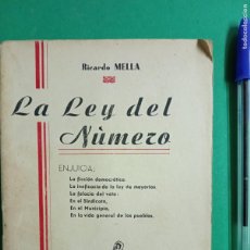 Militaria: ANTIGUO LIBRO LA LEY DEL NÚMERO. RICARDO MELLA. EDIC. TIERRA Y LIBERTAD. CNT. EXILIO. FRANCIA. 1945.