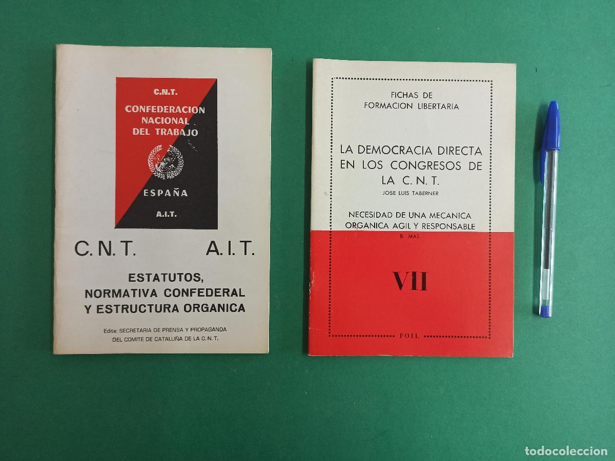 Militaria: 2 Antiguos libritos CNT. AIT. Transici&oacute;n. 1978. Formaci&oacute;n Libertaria. Estatutos. Sindicalismo.