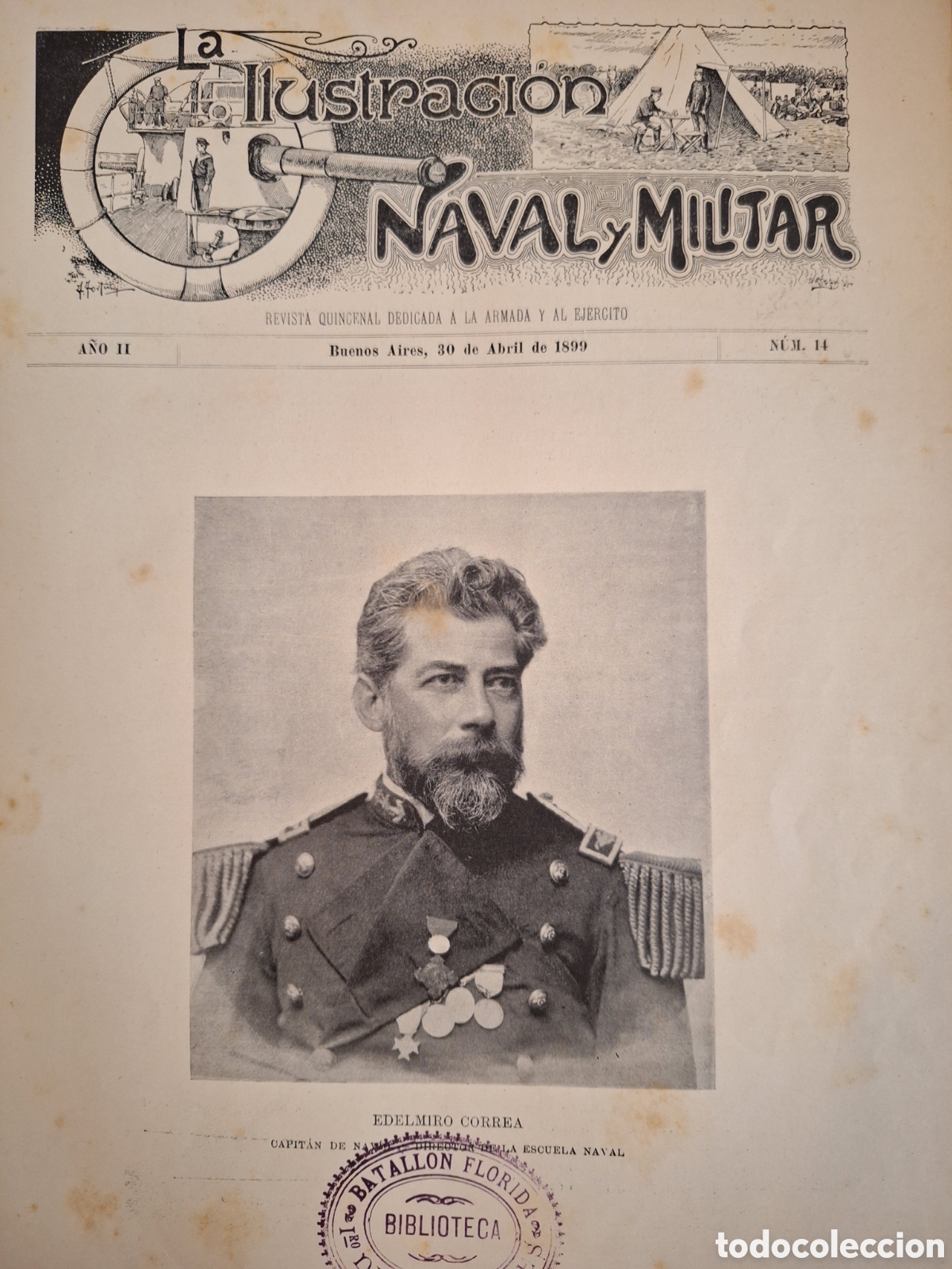 Militaria: REVISTA NAVAL Y MILITAR CAPITAN NAVIO EDELMIRO CORREA GUERRERO DE TRIPLE ALIANZA PARAGUAY 1899