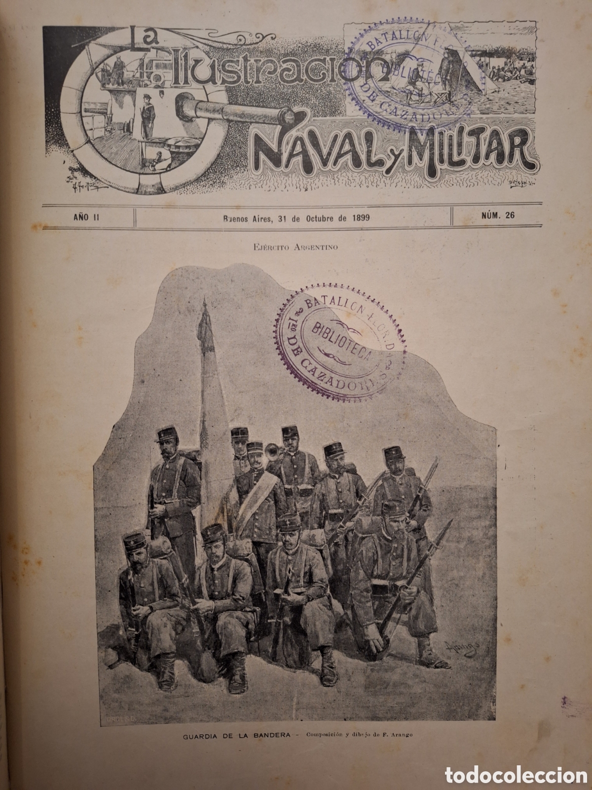 Militaria: ILUSTRACION NAVAL Y MILITAR GUARDIA DE BANDERA 1899 FRAGATA SARMIENTO