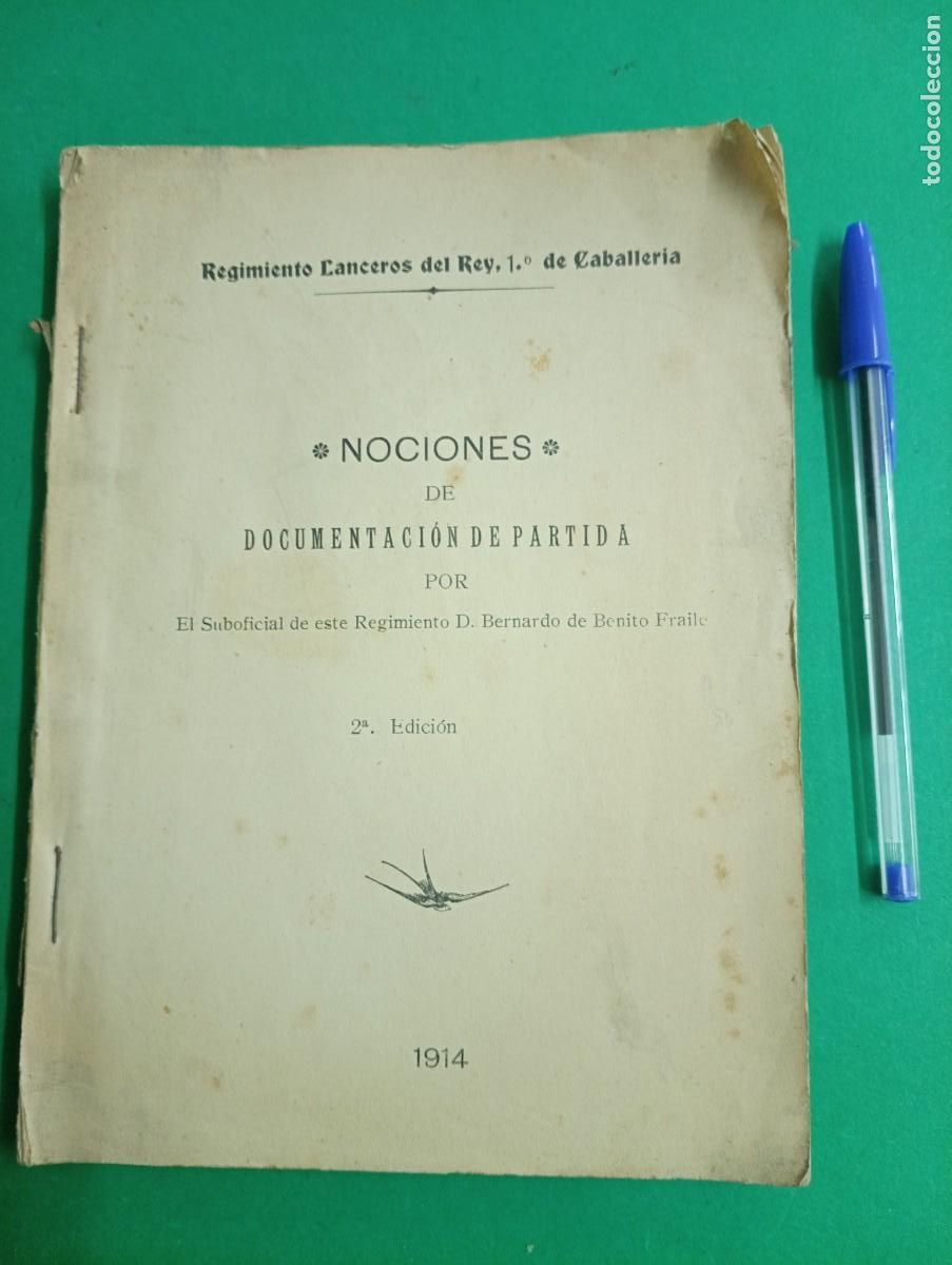 Militaria: Antiguo libro Regimiento Lanceros del rey, 1&ordm;. de Caballer&iacute;a. Madrid 1914.