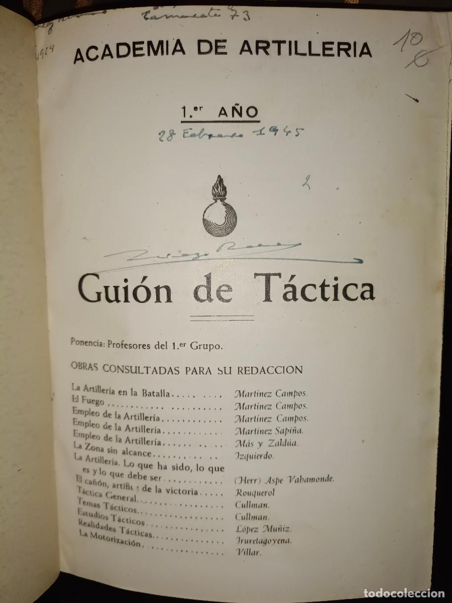 Militaria: Academia de Artilleria 1 a&ntilde;o, Gui&oacute;n de T&aacute;ctica