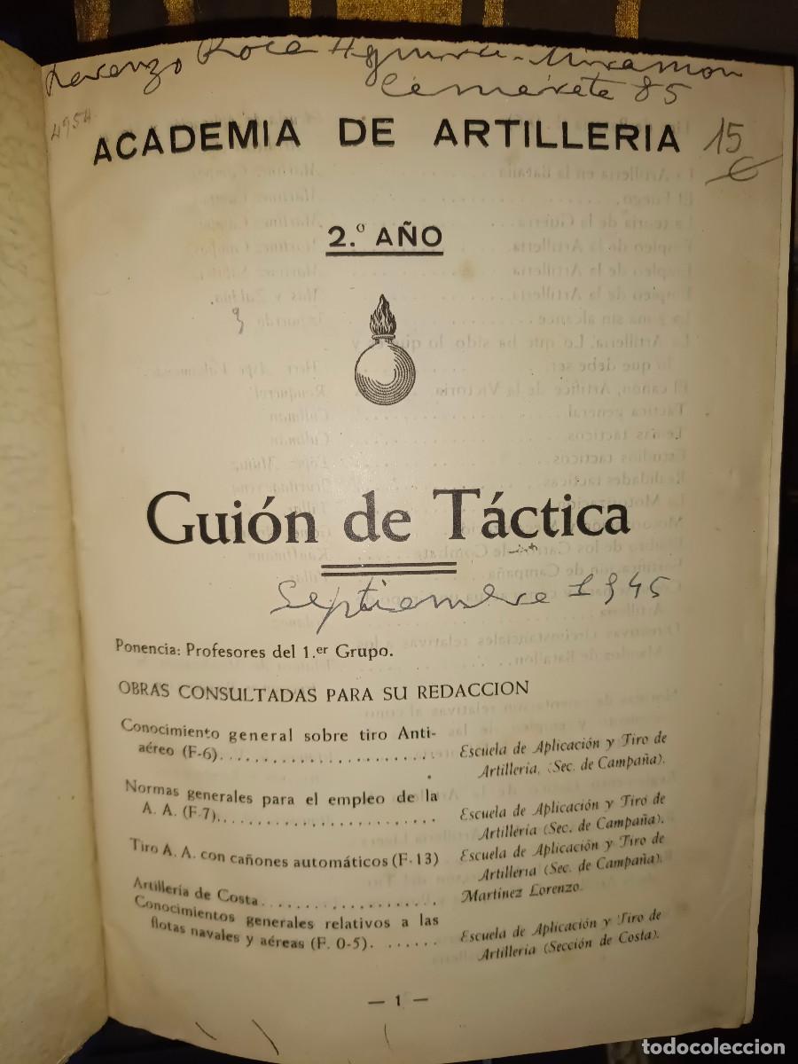 Militaria: Academia de Artilleria 2 a&ntilde;o, Gui&oacute;n de T&aacute;ctica