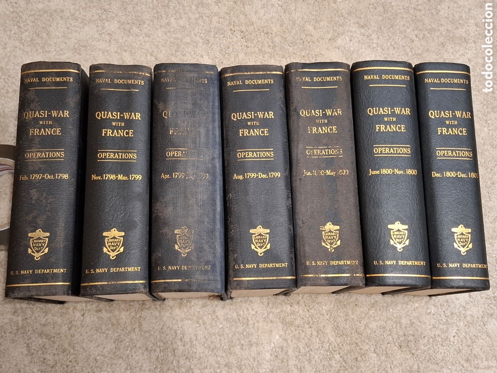 Militaria: Quasi-war between the United States and france. Naval documents, operations 1797-1801, 7 tomos, 1935