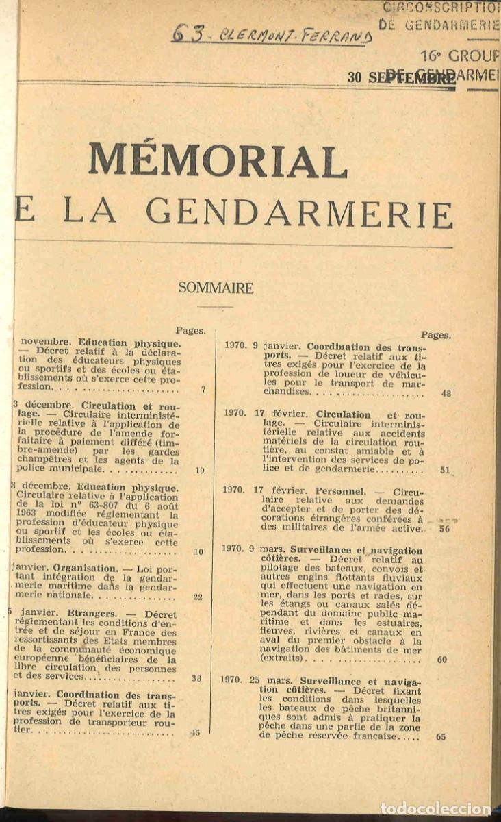 Military Antiques: M&eacute;morial de la Gendarmerie. 1970