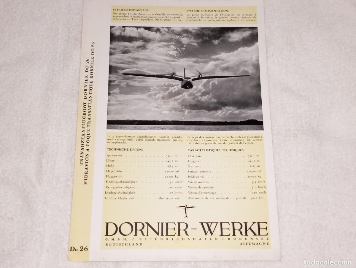 Militaria: ANTIGUO CATALOGO FOLLETO MANUAL AVION HIDROAVION NAZI ALEMAN DORNIER WERKE DO 26 A&Ntilde;O 1938