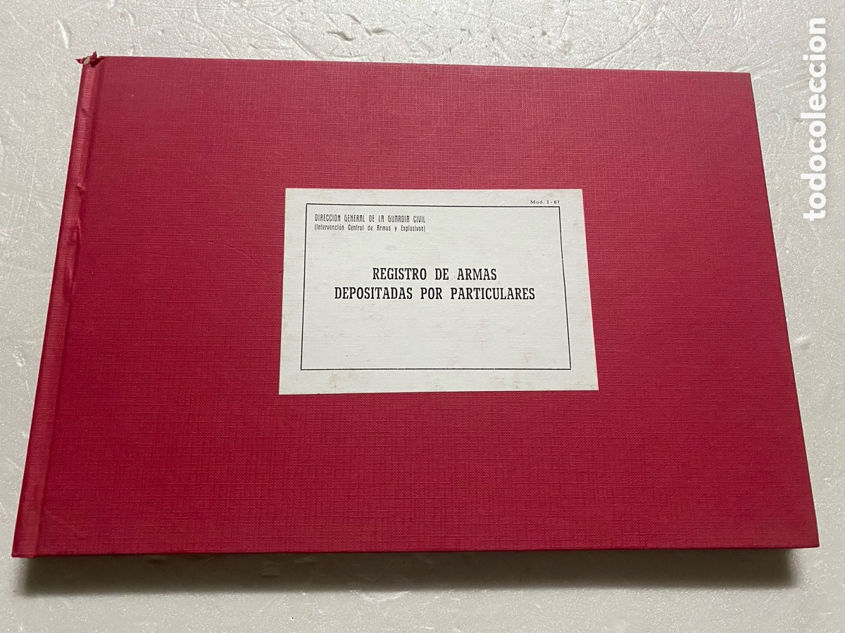 Militaria: LIBRO DE REGISTRO ARMAS. GUARDIA CIVIL
