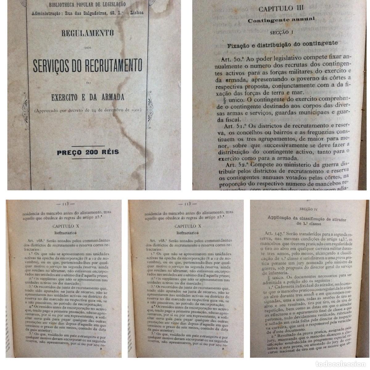 Military Antiques: Regulamento dos Servi&ccedil;os do Recrutamento do Exercito e da Armada, 1902. En portug. Raro