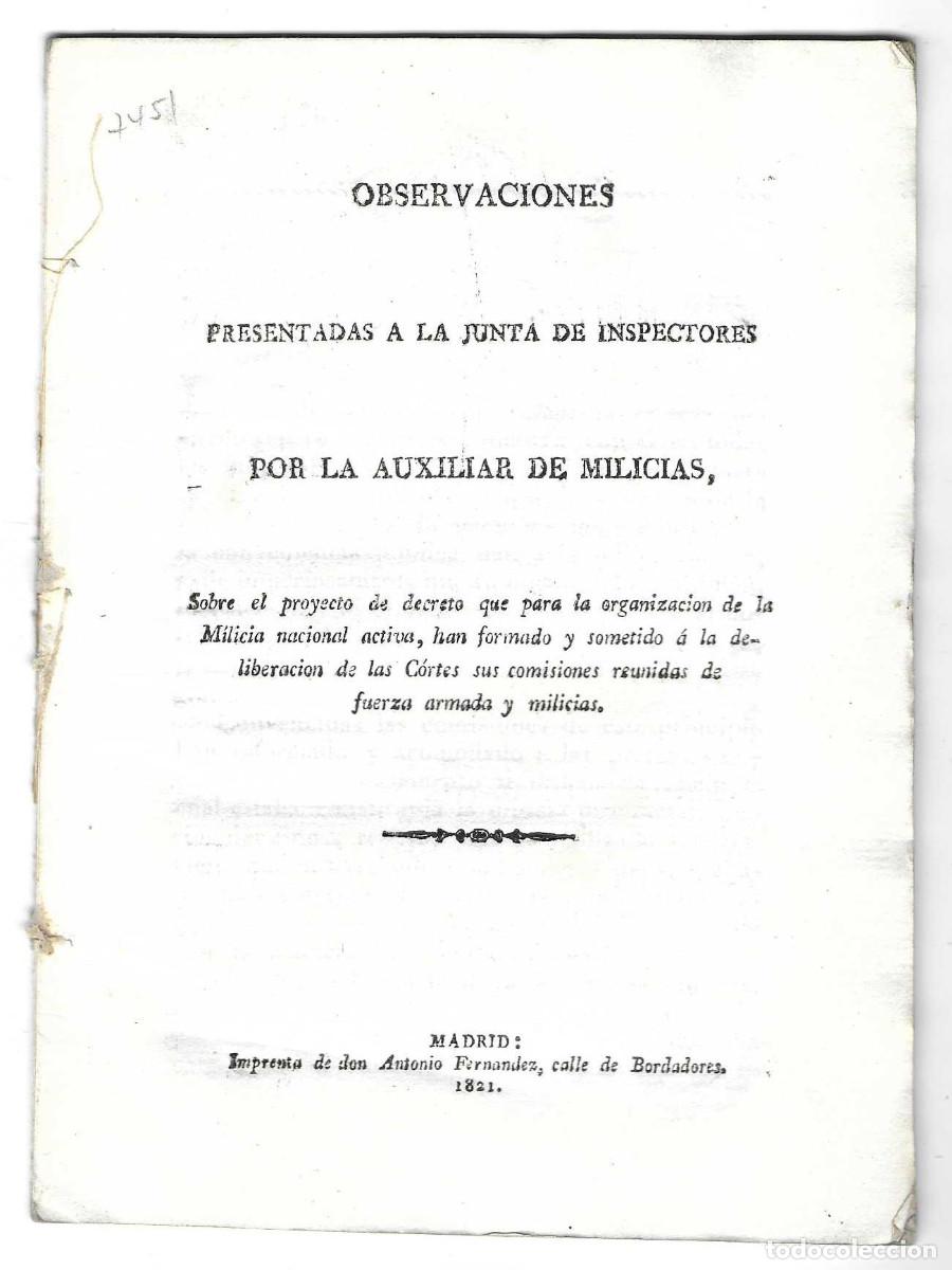 Militaria: Organizaci&oacute;n de la Milicia nacional activa. Madrid 1821