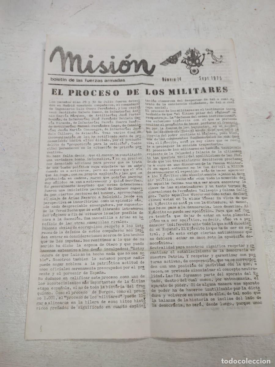Militaria: MISION BOLETIN DE LAS FUERZAS ARMADAS NUMERO 14 1975 EST2