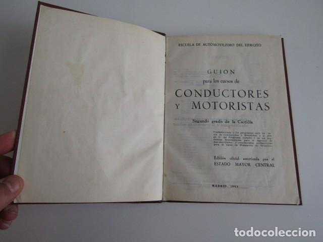 Militaria: LIBRO ESCUELA DE AUTOMOVILISMO DEL EJERCITO GUION PARA CONDUCTORES Y MOTORISTAS ENCUADERNADO EN PIEL