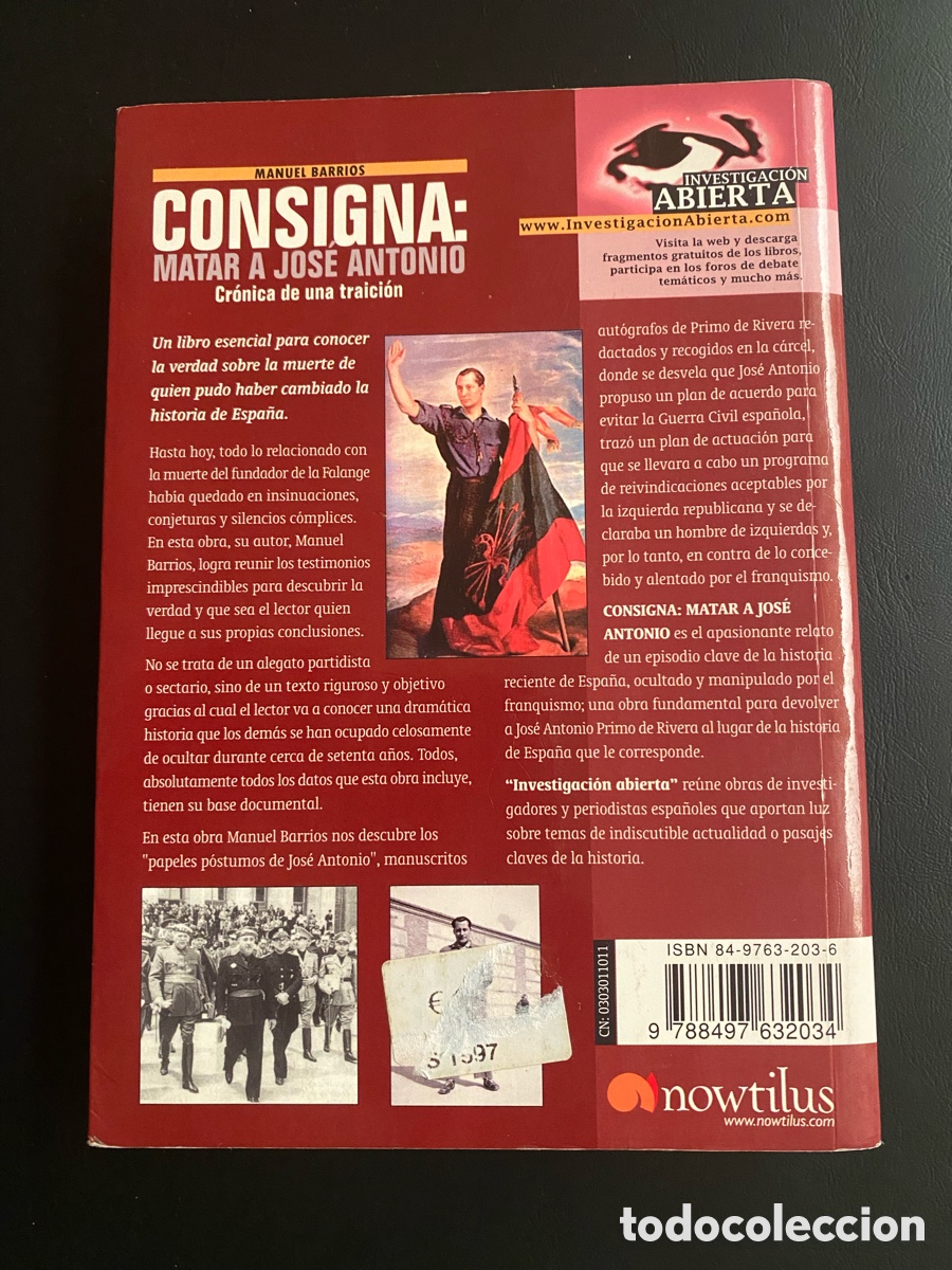 Militaria: LIBRO CONSIGNA: MATAR A JOSE ANTONIO - Foto 2