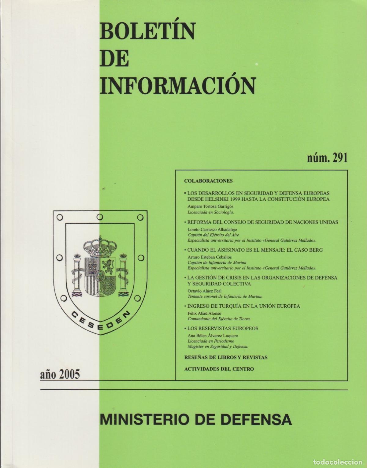 Militaria: BOLET&Iacute;N CENTRO DE ESTUDIOS DE LA DEFENSA N&ordm; 291 - Ministerio de Defensa ( Espa&ntilde;a)