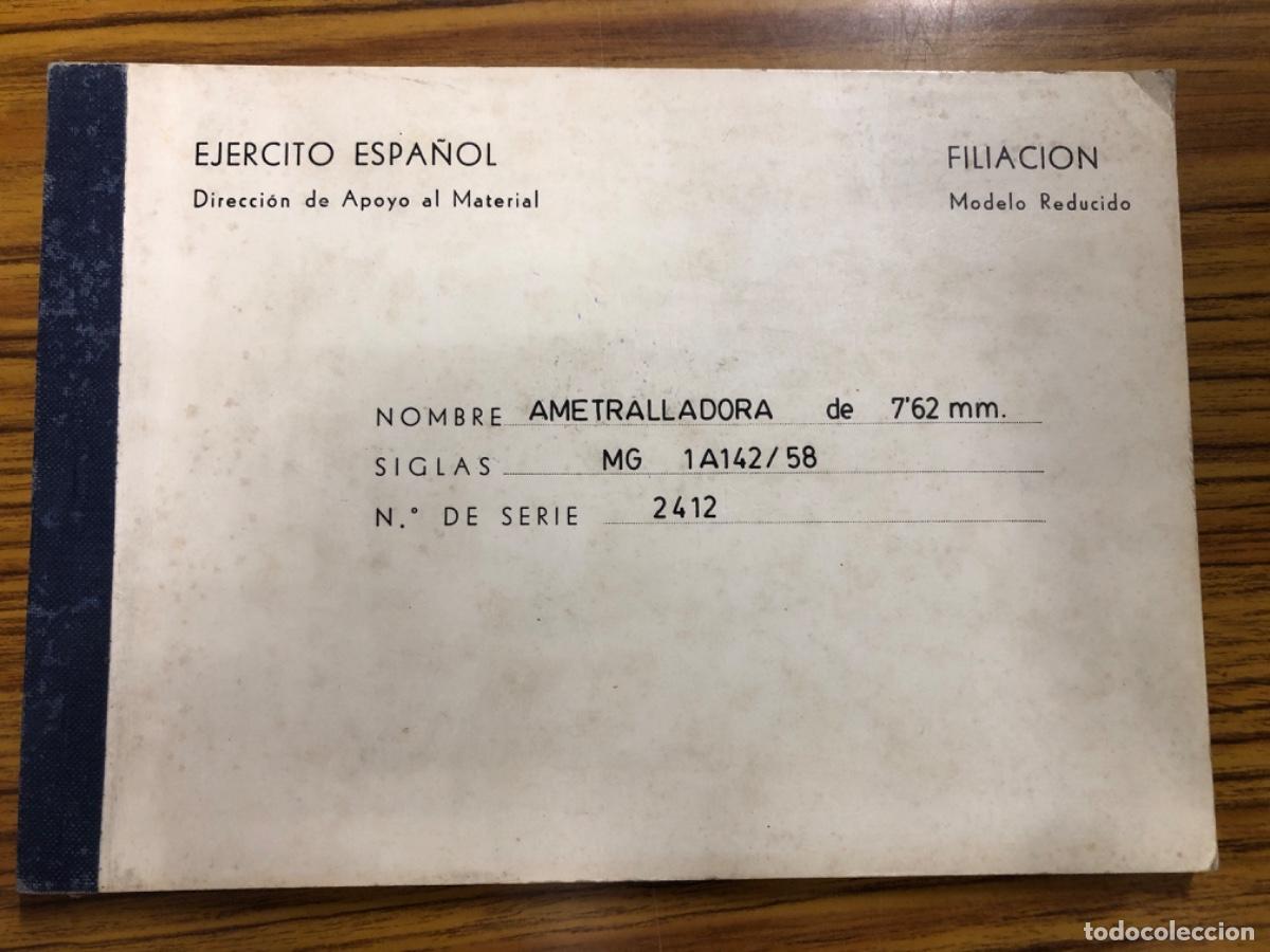 Militaria: AMETRALLADORA DE 7,62 MM. MG 1A142/58 n&ordm; de serie 2411. LIBRO DE FILIACION.
