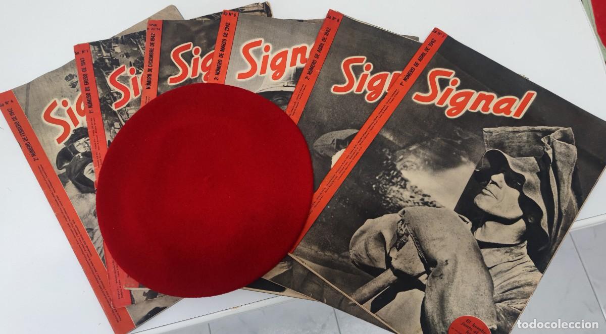 Militaria: Gorra carlista buen tama&ntilde;o y seis revistas Signal