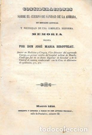 Militaria: CONSEDERACIONES SOBRE EL CUERPO DE SANIDAD DE LA ARMADA&hellip; - MEMORIA - A-FOLLETO-336