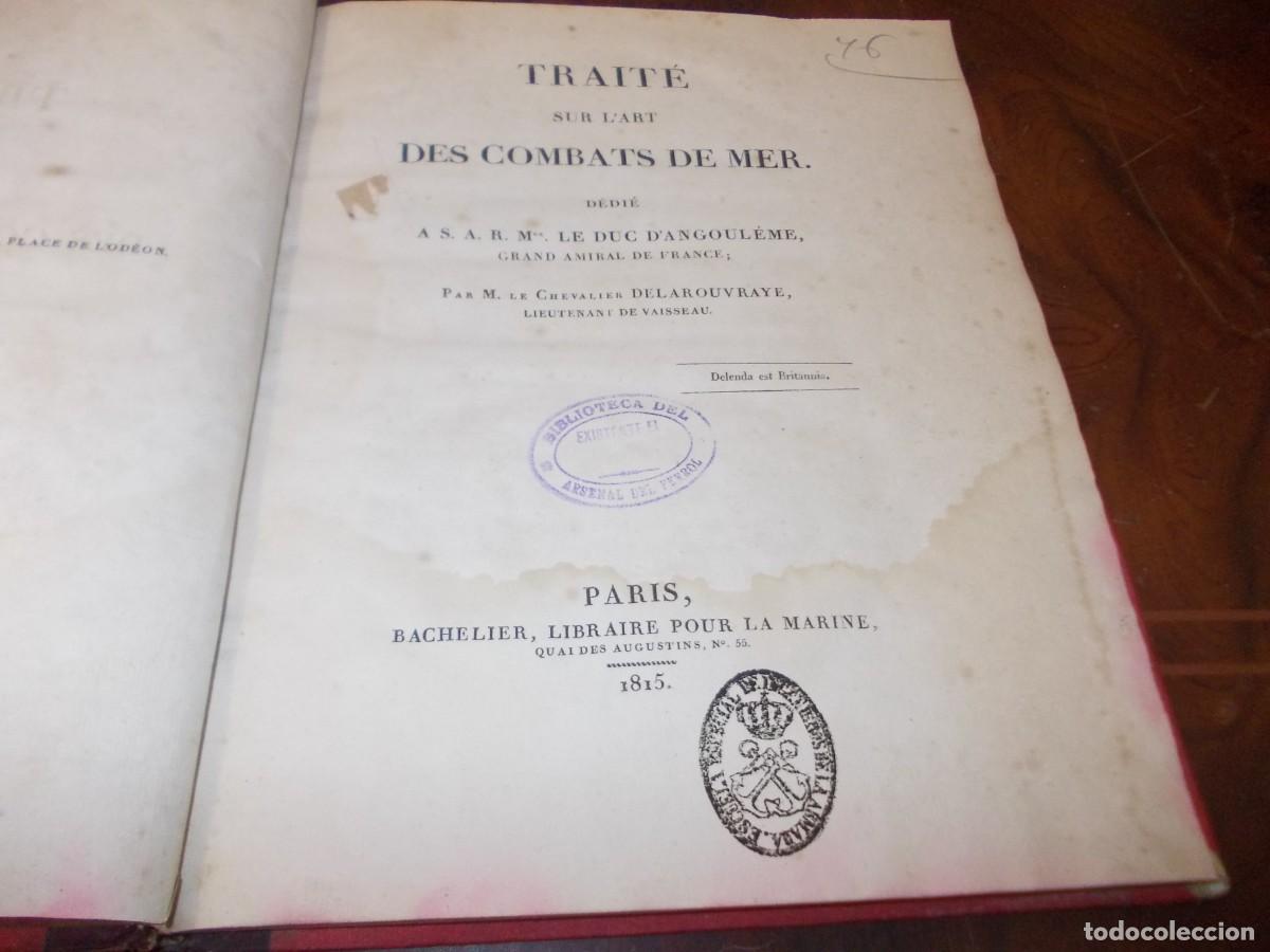 Militaria: Trait&eacute; sur l'art des combats de mer. D&eacute;di&eacute; Le Duc D'Angoul&eacute;me. Par&iacute;s Bachelier, Libraire Marine 1815