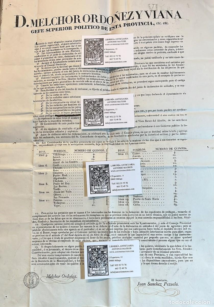 Militaria: Bando de pared destinado a la exposici&oacute;n en fachadas de los ayuntamientos de la provincia de C&aacute;diz