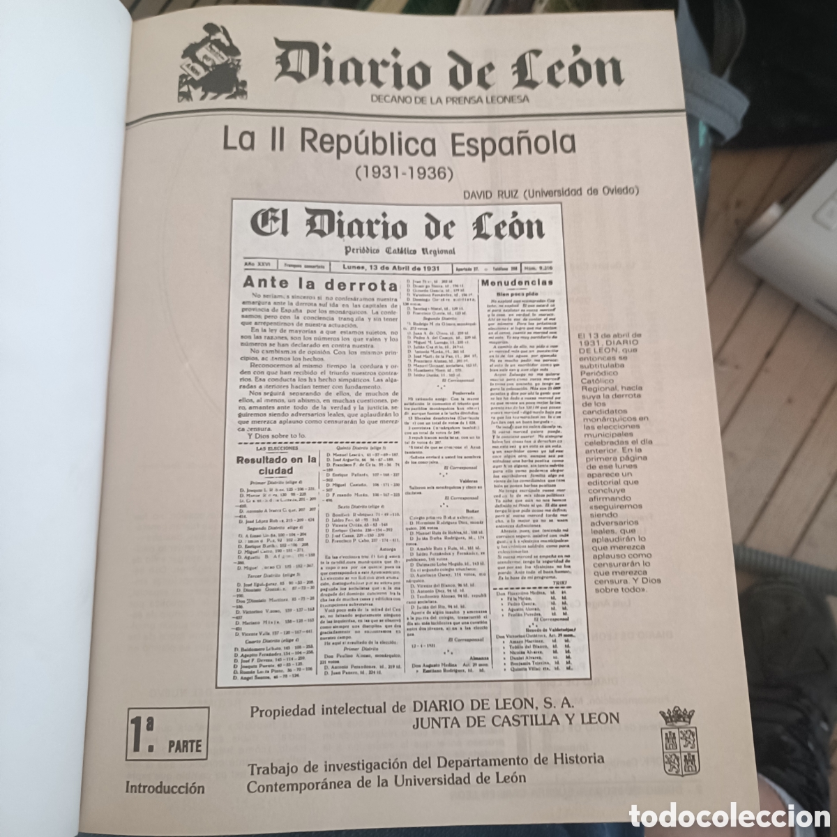 Militaria: Fass&iacute;mil de la Rep&uacute;blica espa&ntilde;ola del diario de Le&oacute;n