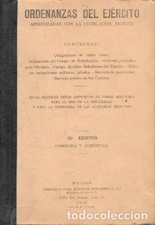 Militaria: ORDENANZAS DEL EJERCITO ARMONIZADAS CON LA LEGISLACION VIGENTE - A-HM-1665
