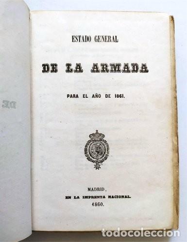 Militaria: Estado General de la Armada para el a&ntilde;o 1861. Madrid, en la Imprenta Nacional. 1860