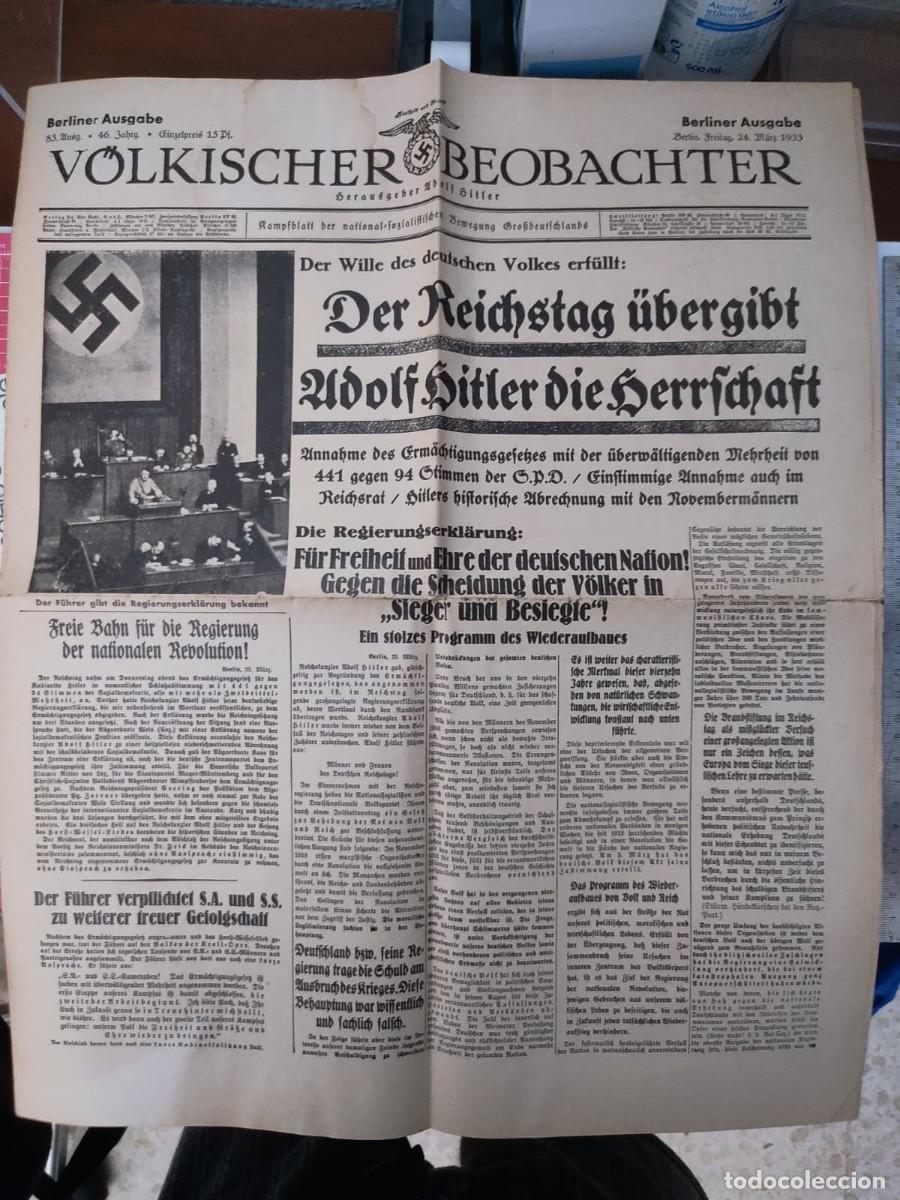 Militaria: Lote dos peri&oacute;dicos a&ntilde;os 30. Fascismo. V&ouml;lkischer Beowachter 24-03-1933, ABC 15-07-1939
