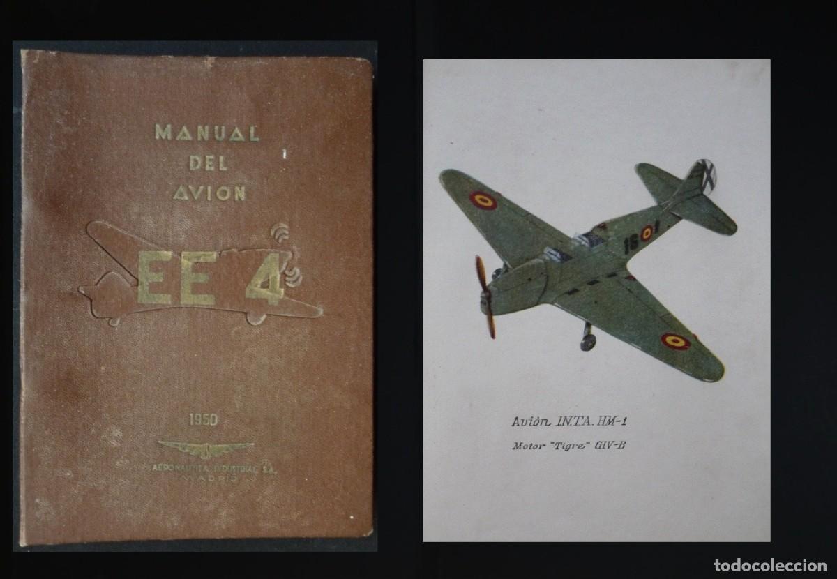 Militaria: MANUAL PILOTO AVI&Oacute;N MILITAR EE 4 (INTA HM-1) - ORIGINAL F&Aacute;BRICA AISA 1950 - COMPLETO CON PLANOS
